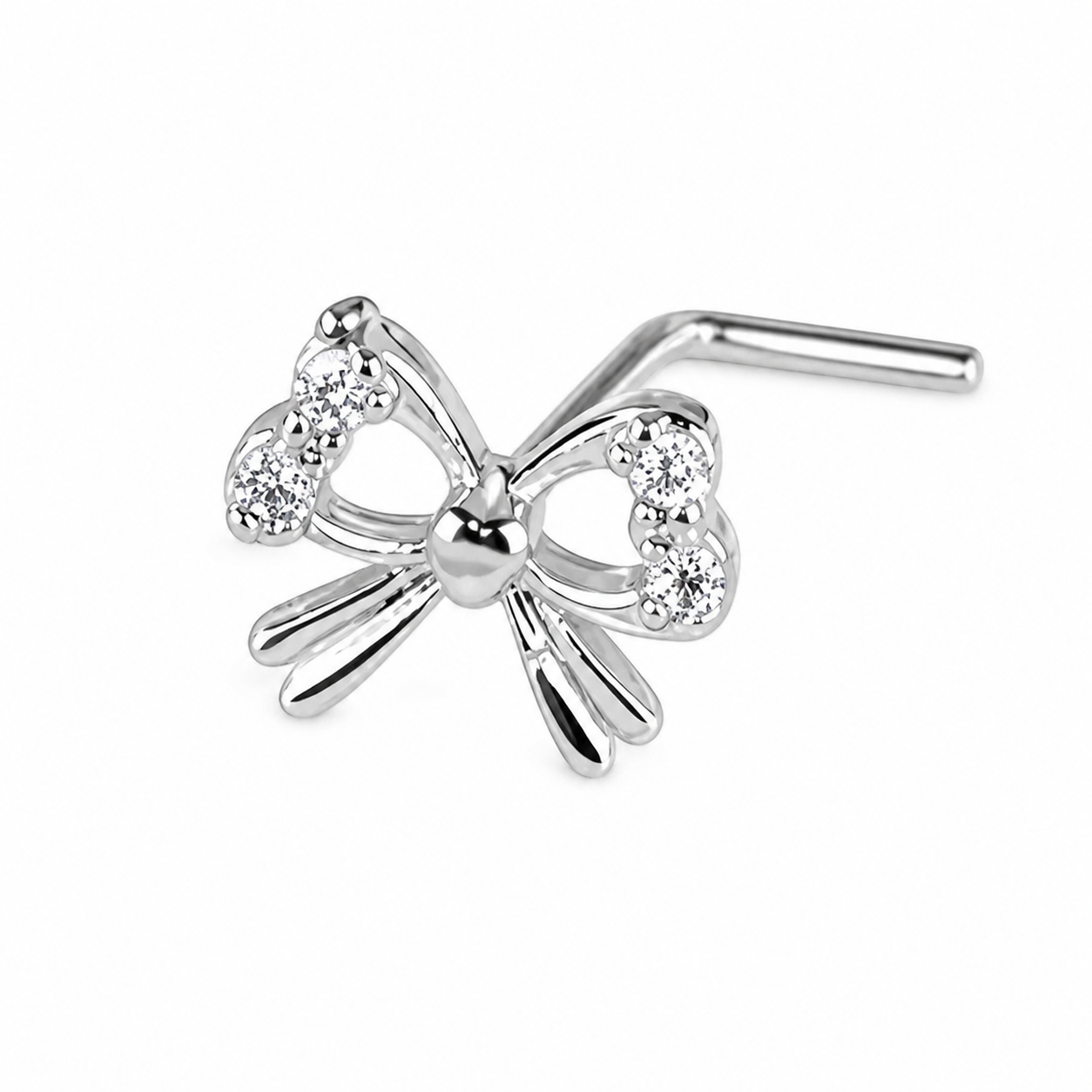 Nasen Piercing – Crystal Bow ✨