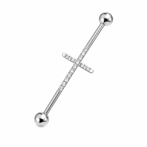 Industrial Piercing – Cross Sparkle ✨