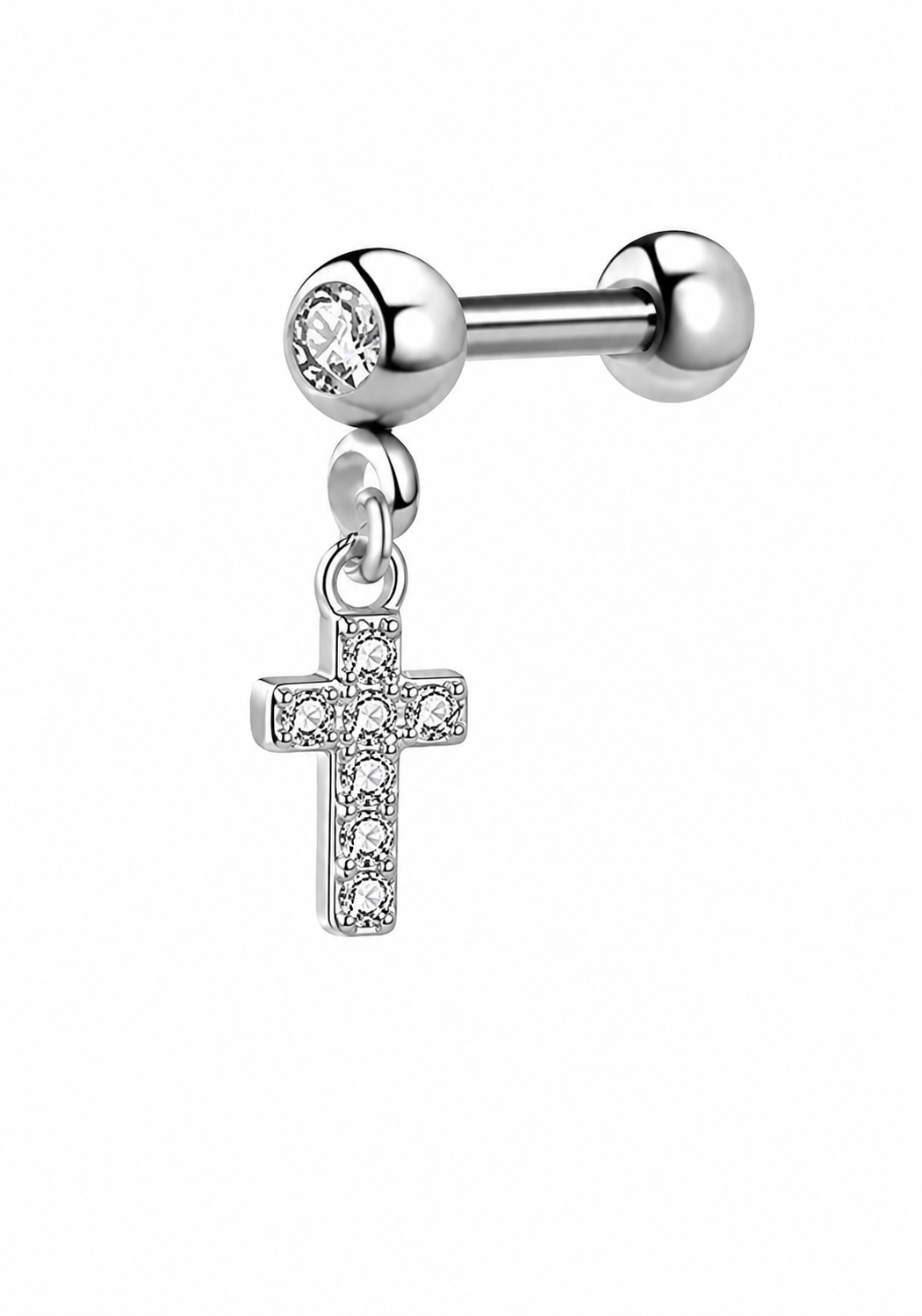 Kreuz Barbell mit Zirkonia Anhänger 💎