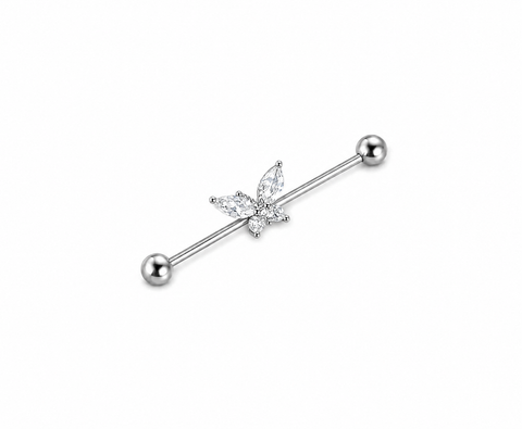 Butterfly Industrial Piercing – Zirkonia Silber ✨